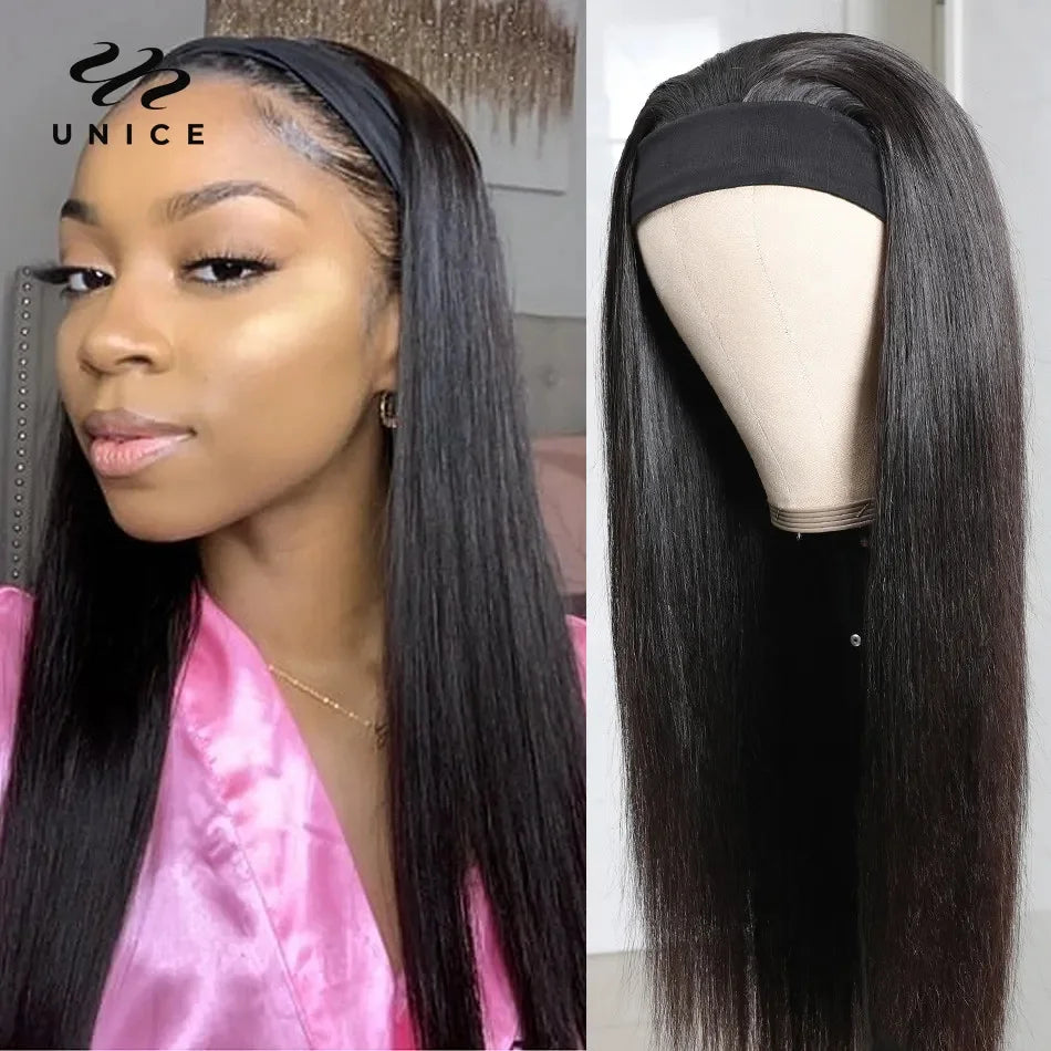 Hair Straight Headband Wig Human Hair Wigs for African American Women Affordable Glueless Headband Wig Beginner Friendly