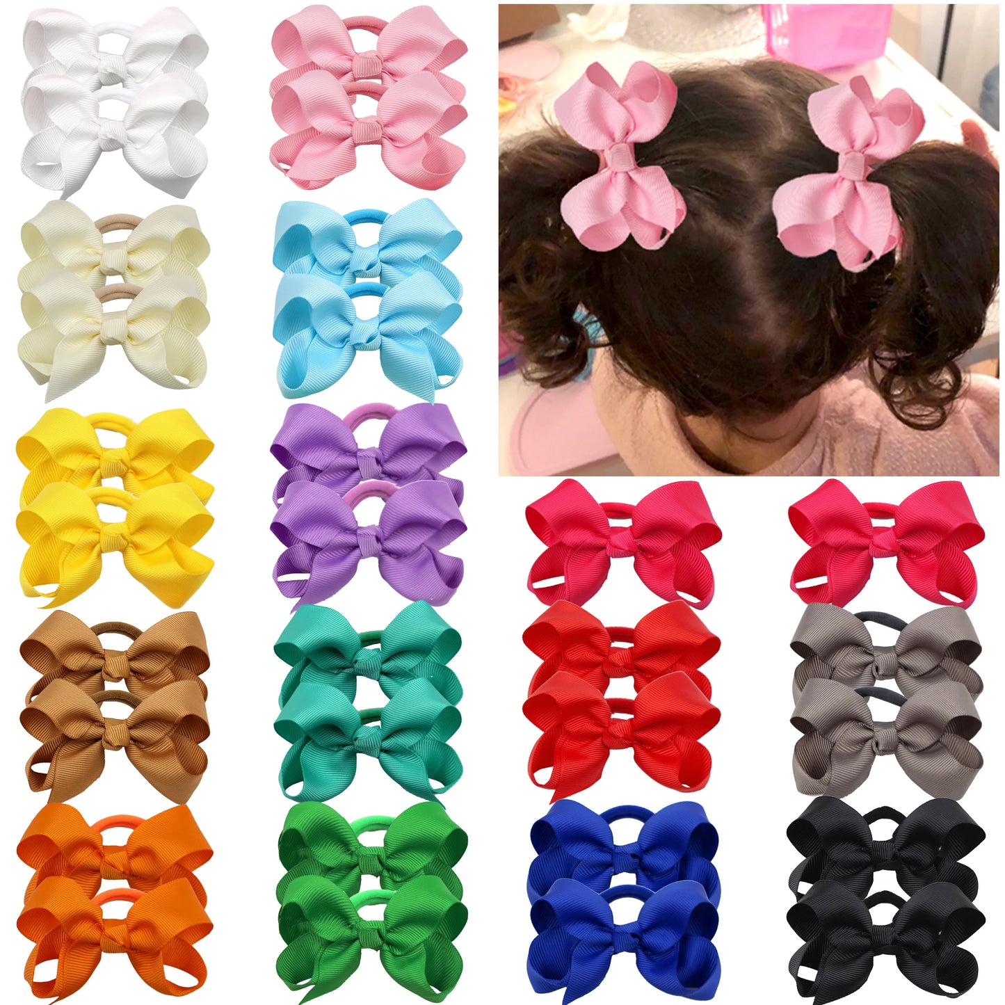 Boutique Hair Bows Elastic Ties Kids Children Rubber Bands Ponytail Holders Hair Bands for Baby Girls Gifts