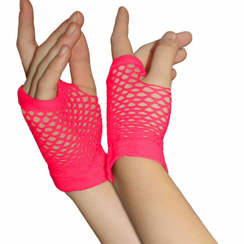 Sexy Women Gloves Hollow Out Holes Fashion Punk Goth Ladies Disco Dance Costume Fingerless Mesh Long Fingerless Gloves Mittens