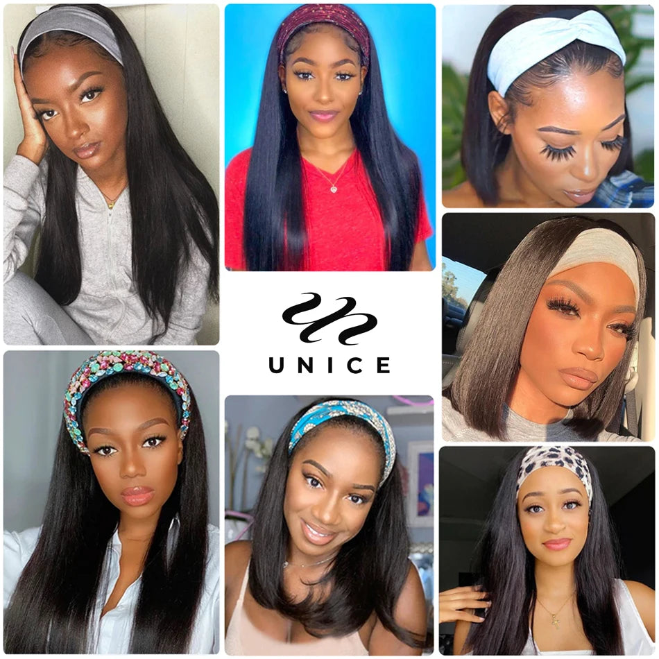 Hair Straight Headband Wig Human Hair Wigs for African American Women Affordable Glueless Headband Wig Beginner Friendly