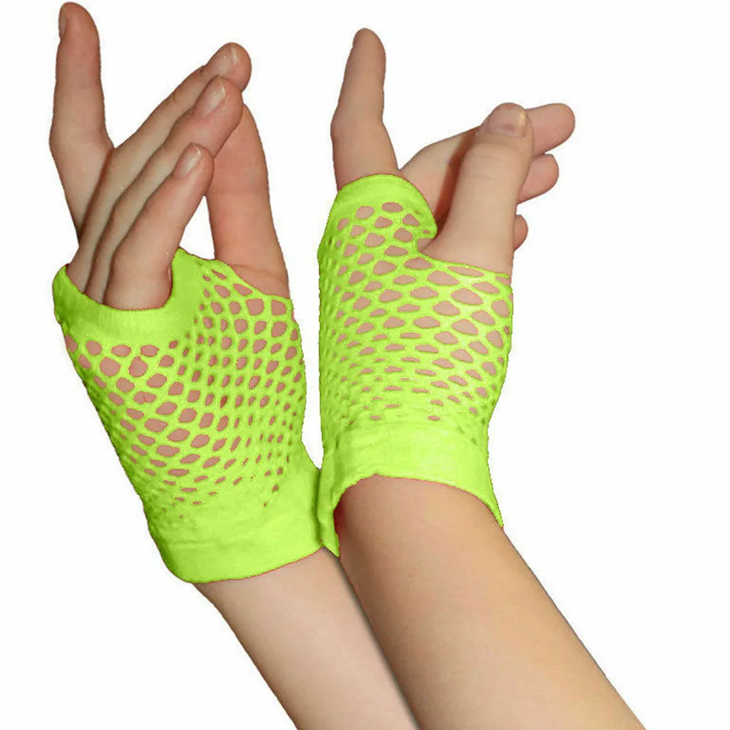 Sexy Women Gloves Hollow Out Holes Fashion Punk Goth Ladies Disco Dance Costume Fingerless Mesh Long Fingerless Gloves Mittens