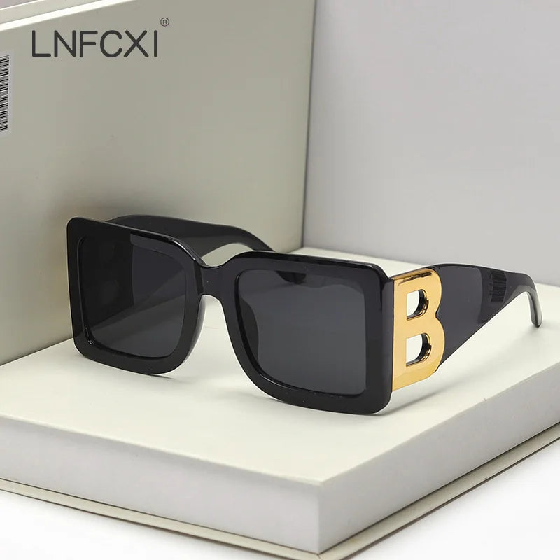 New Fashion Oversized the Letter B Square Luxury Trend Sunglasses Women Men Retro Rectangle Sunglasses Gafas De Sol