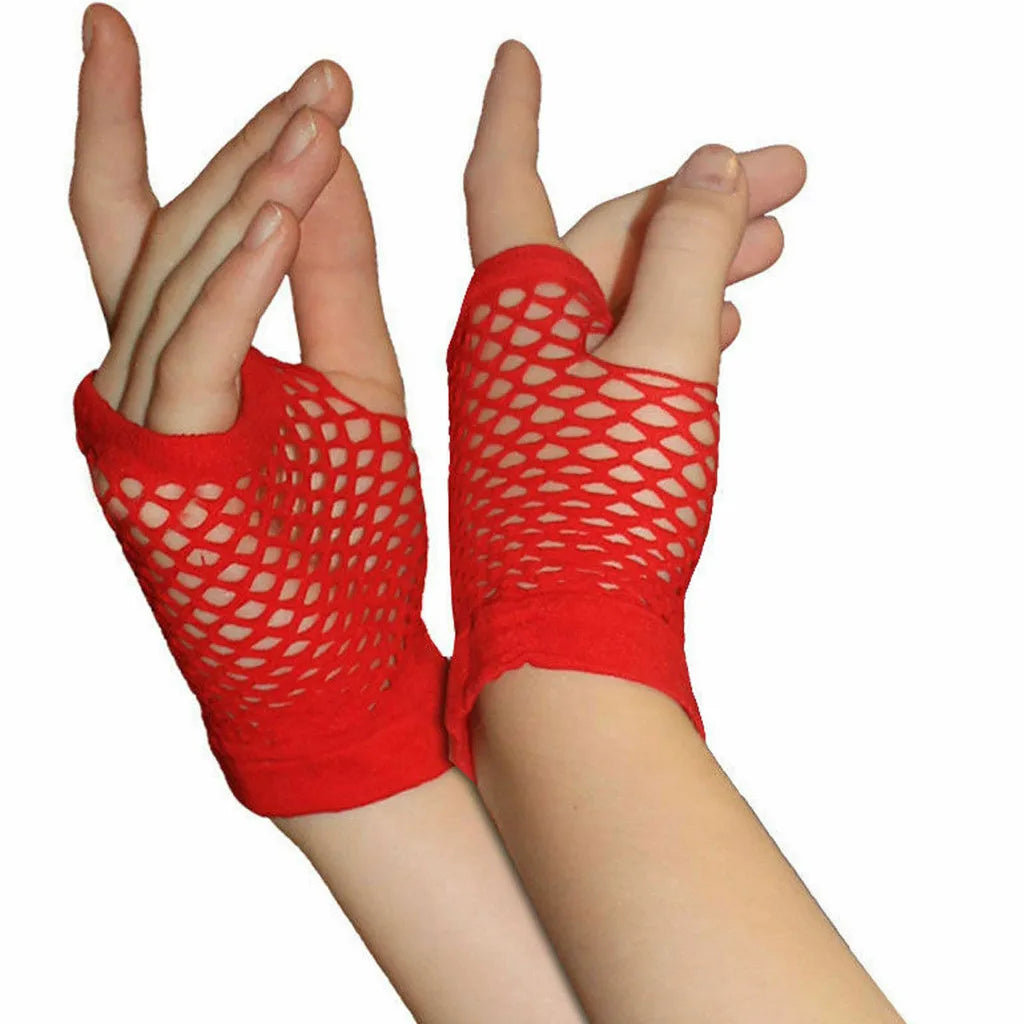 Sexy Women Gloves Hollow Out Holes Fashion Punk Goth Ladies Disco Dance Costume Fingerless Mesh Long Fingerless Gloves Mittens