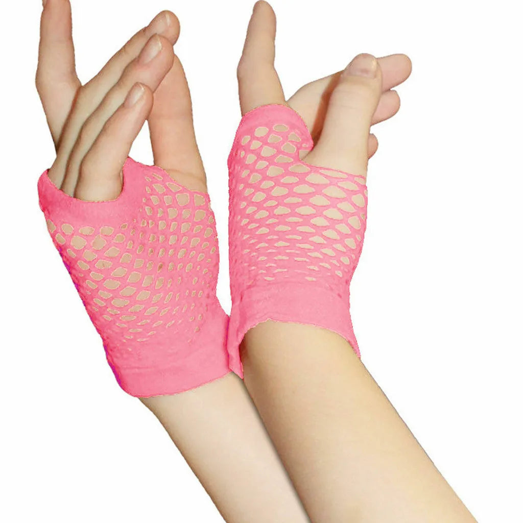 Sexy Women Gloves Hollow Out Holes Fashion Punk Goth Ladies Disco Dance Costume Fingerless Mesh Long Fingerless Gloves Mittens