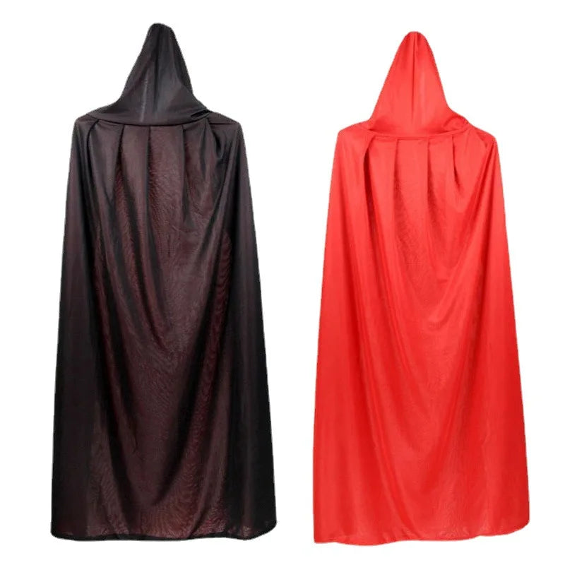 2024 Halloween Pleuche Velvet Cloak Cape Hooded Medieval Costume Witch Wicca Vampire Halloween Cosplay Costume Cape